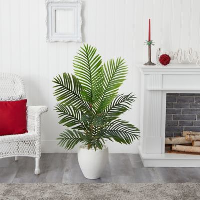 Image showing  4.5 ft. Artificial Paradise Palm Tree in White Planter