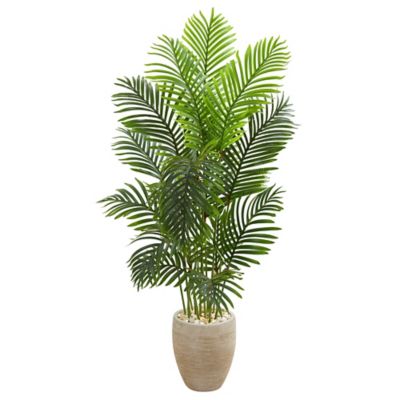 Nearly Natural 5 ft. Artificial Paradise Palm Tree in Sand Planter