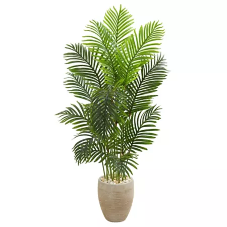 Nearly Natural 5' Artificial Paradise Palm in Sand Planter Artificial Plants & Flowers