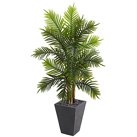 Nearly Natural 5.5 ft. Real Touch Artificial Areca Palm Tree in Slate Planter