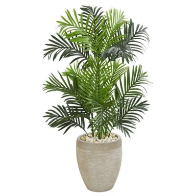 Nearly Natural 3.5 ft. Artificial Paradise Palm Tree in Sand-Colored Planter