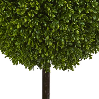 Image showing  3 ft. UV-Resistant Indoor/Outdoor Artificial Boxwood Ball Topiary Tree in Oval Planter