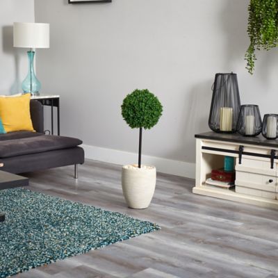 Image showing  3 ft. UV-Resistant Indoor/Outdoor Artificial Boxwood Ball Topiary Tree in Oval Planter