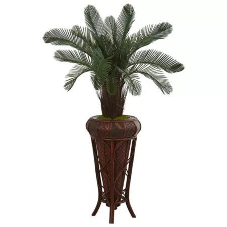 4 ft Almost Natural Indoor/Outdoor UV Resistant Artificial Cycad Tree in Decorative Stand Artificial Plants & Flowers