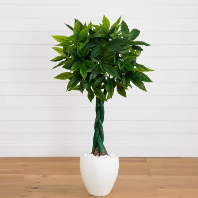 Image showing  5 ft. Real Touch Artificial Money Tree in White Oval Planter