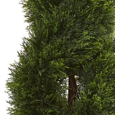 Image showing  4.5 ft. UV-Resistant Indoor/Outdoor Artificial Double Pond Cypress Topiary Tree in Terracotta Planter