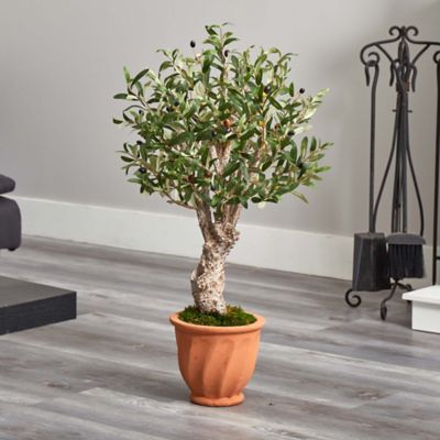 Image showing  3 ft. Artificial Olive Tree in Terracotta Planter