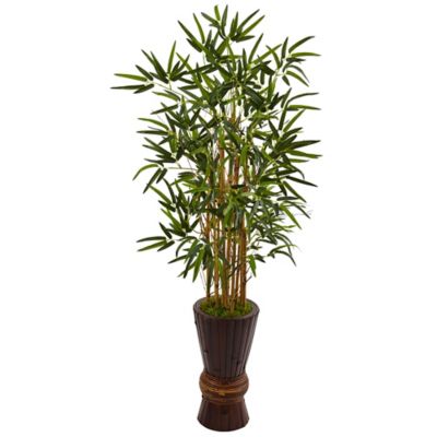 Nearly Natural 4.5 ft. Artificial Bamboo Tree in Bamboo Planter