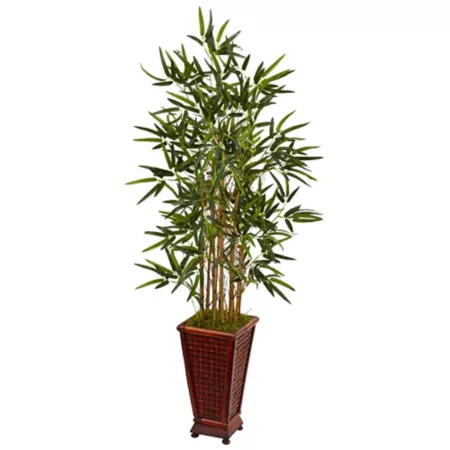 Almost Natural 4.5 Foot Artificial Bamboo Tree in Decorative Planter Artificial Plants & Flowers