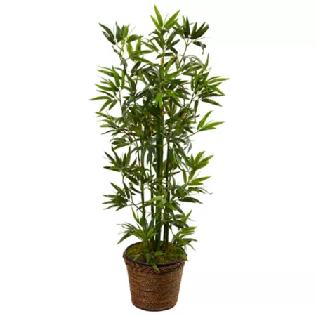 Almost Natural 4-Foot Artificial Bamboo Tree in Coiled Rope Planter Artificial Plants & Flowers