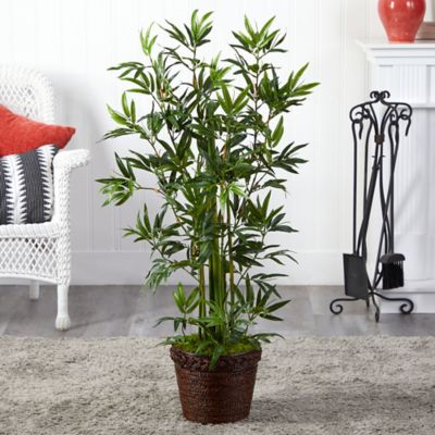 Image showing  4 ft. Artificial Bamboo Tree in Coiled Rope Planter