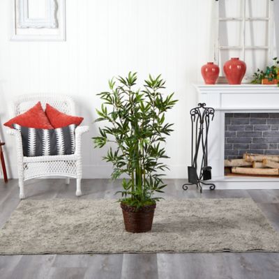 Image showing  4 ft. Artificial Bamboo Tree in Coiled Rope Planter
