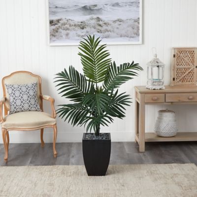 Image showing  4.5 ft. Kentia Palm Artificial Tree in Black Wash Planter