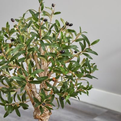 Image showing  3.5 ft. Artificial Olive Tree in White Tower Planter