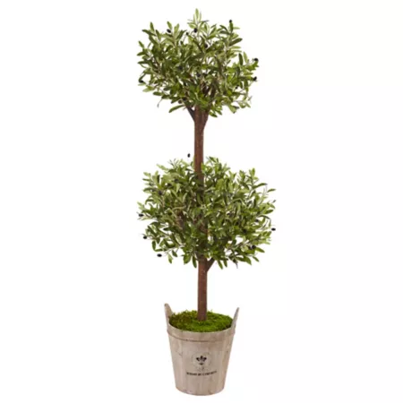 5 Foot Almost Natural Artificial Olive Tree in Farmhouse Planter Artificial Plants & Flowers