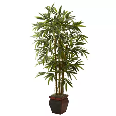 5.5ft Nearly Natural Bamboo Plant with Decorative Planter Artificial Plants & Flowers