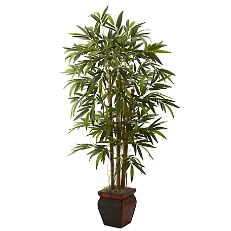 Nearly Natural 5.5 ft. Bamboo Plant with Decorative Planter