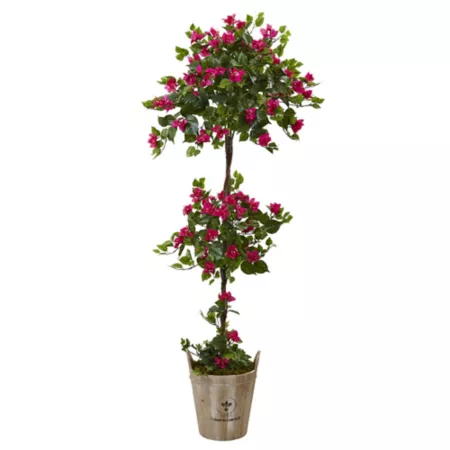 5.5 ft Almost Natural Bougainvillea with European Barrel Planter Artificial Plants & Flowers