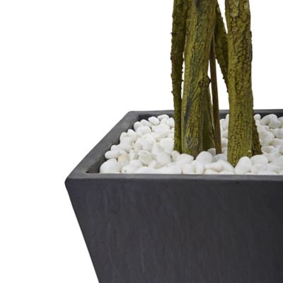 Image showing  6.5 ft. UV-Resistant Indoor/Outdoor Artificial Ficus Tree with Slate Planter