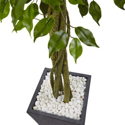 Image showing  6.5 ft. UV-Resistant Indoor/Outdoor Artificial Ficus Tree with Slate Planter