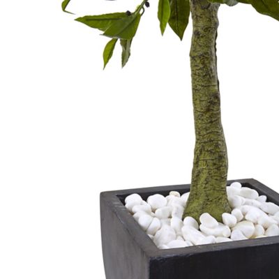 Image showing  42 in. Indoor/Outdoor UV-Resistant Bay Leaf Topiary with Black Wash Planter