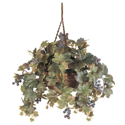 Nearly Natural Grape Leaf Silk Plant Hanging Basket