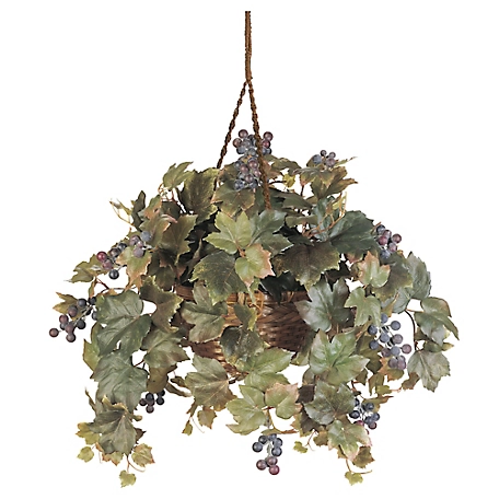 Nearly Natural Grape Leaf Silk Plant Hanging Basket