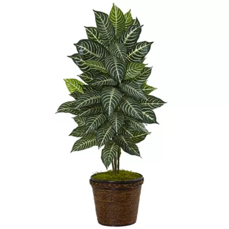 4 Foot Almost Natural Artificial Zebra Plant in Coiled Rope Planter Artificial Plants & Flowers