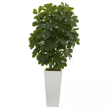 Nearly Natural 40" Real Touch Schefflera Artificial Plant in White Vase Artificial Plants & Flowers