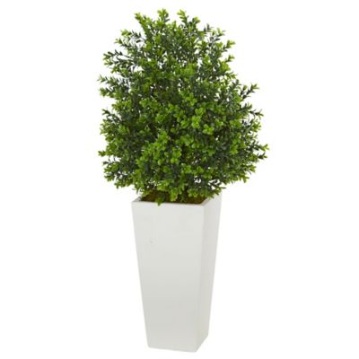 Nearly Natural 33 in. Indoor/Outdoor Sweet Grass Artificial Plant in White Tower Planter