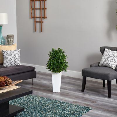 Image showing  33 in. Indoor/Outdoor Sweet Grass Artificial Plant in White Tower Planter