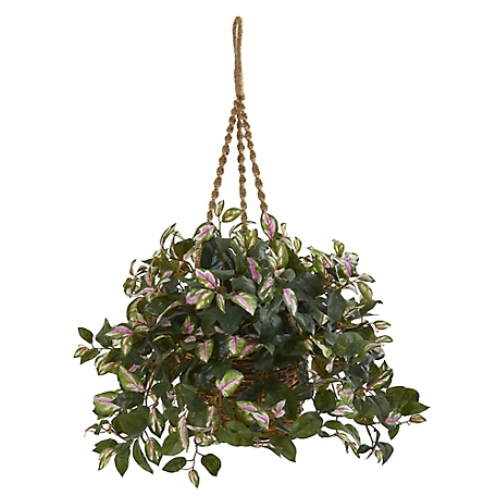 Nearly Natural 30 in. Artificial Hoya Plant Hanging Basket
