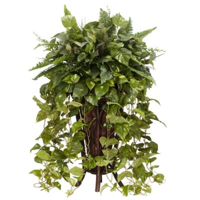 Nearly Natural 36 in. Vining Mixed Greens Silk Plant with Decorative Stand