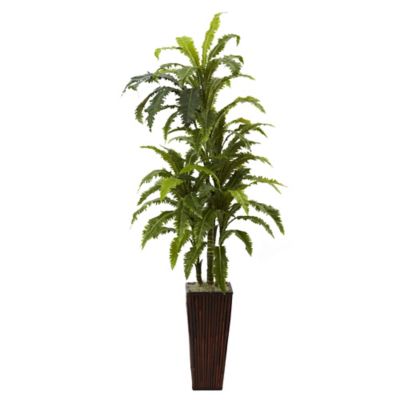 Nearly Natural 55 in. Marginata with Bamboo Planter