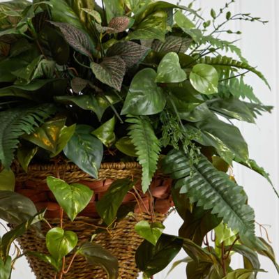 Image showing 6 th Nearly Natural 36 in. Vining Mixed Greens in Cone Hanging Basket