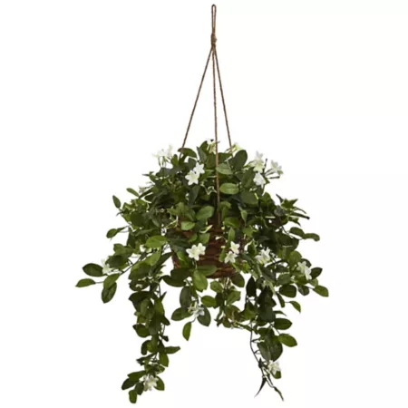 Nearly Natural Stephanotis 24" Mixed Hanging Basket Artificial Plants & Flowers