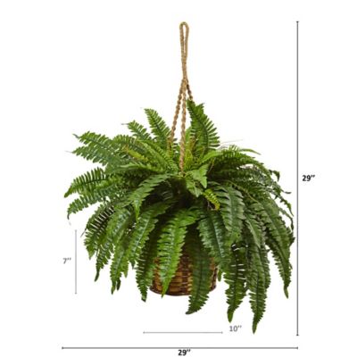Image showing  29 in. Artificial Boston Fern Hanging Basket