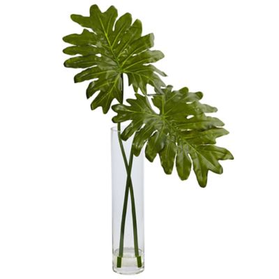 Nearly Natural 29 in. Selloum Artificial Plant in Cylinder Glass