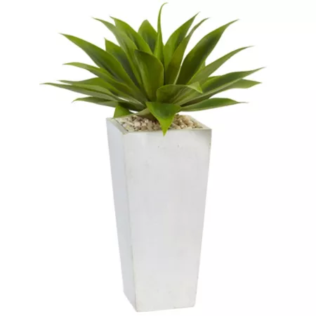 25" Almost Natural Artificial Agave Plant in White Pot Artificial Plants & Flowers