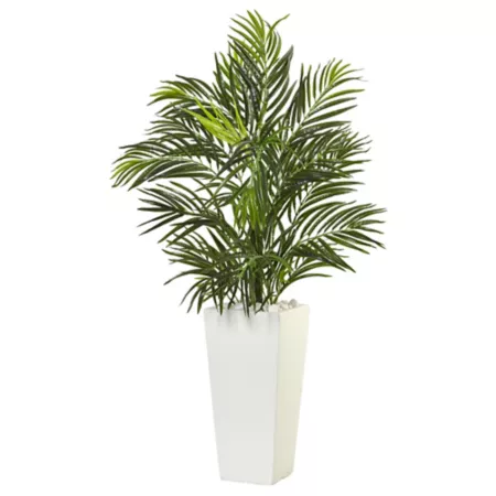 Nearly Natural 39" Artificial Areca Palm Tree in White Square Planter Artificial Plants & Flowers