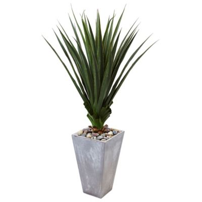 Nearly Natural 5 ft. H Indoor/Outdoor Artificial Spiked Agave Plant in Cement Planter