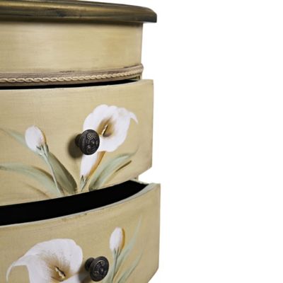 Image showing 5 th Nearly Natural Antique Accessory Table with Calla Lily Floral Art, 7013