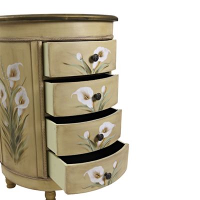 Image showing 7 th Nearly Natural Antique Accessory Table with Calla Lily Floral Art, 7013