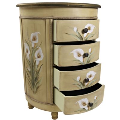 Image showing 8 th Nearly Natural Antique Accessory Table with Calla Lily Floral Art, 7013