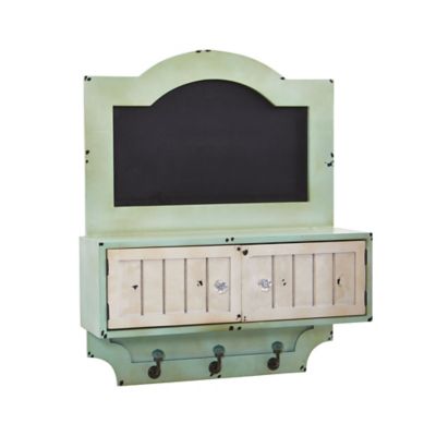 Image showing  21.5 in. Vintage Chalkboard Wall Organizer with Doors and Hooks, 7030