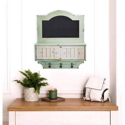 Image showing  21.5 in. Vintage Chalkboard Wall Organizer with Doors and Hooks, 7030