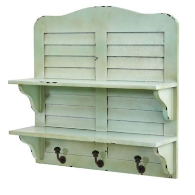 Image showing  20 in. Vintage Window Shutter Shelving with Hooks Wall Decor, 2 pc.