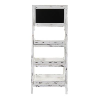 Image showing  3 ft. Whitewashed Farmhouse Storage Stand with Chalkboard