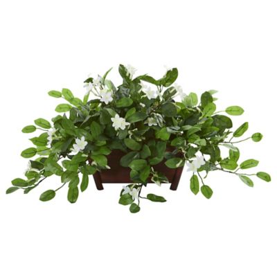 Nearly Natural 31 in. Artificial Mix Stephanotis Plant in Decorative Planter