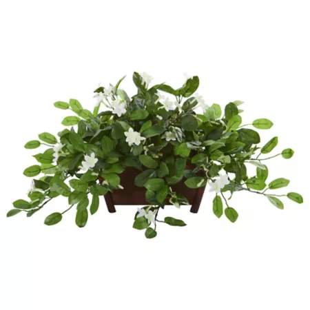 Nearly Natural 31 in Artificial Mix Stephanotis Plant in Decorative Pot Artificial Plants & Flowers